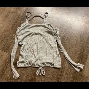 Zella Grey Adjustable Cold Shoulder Top